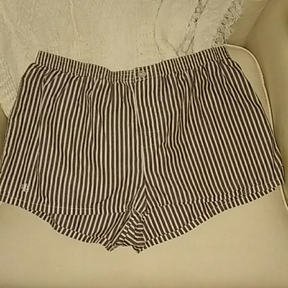 Ralph Lauren cocoa and white striped pajama shorts
